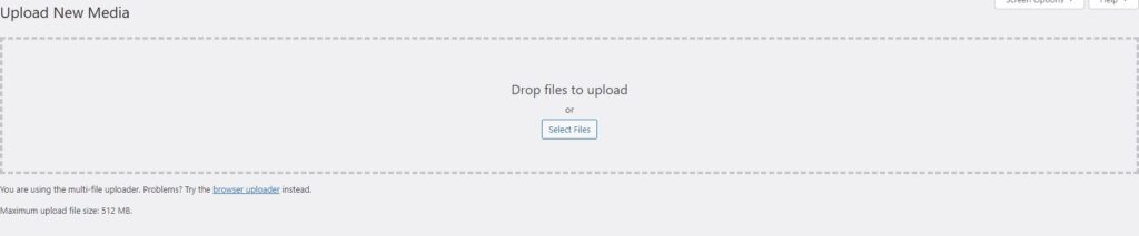 Drag and drop files WordPress uploader