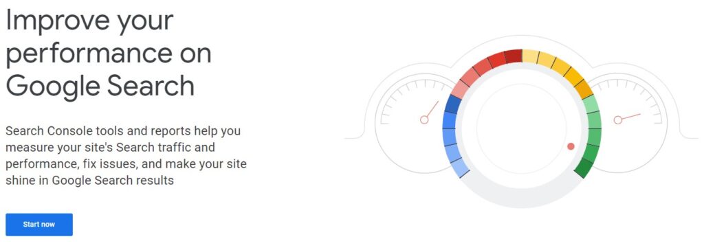 Google search console start now screen