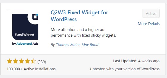 Q2W3 fixed widget for WordPress