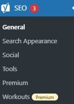 Yoast SEO Plugin menu on WordPress Dashboard